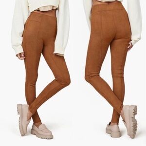 SPANX Brown Faux Suede Leggings Size Large